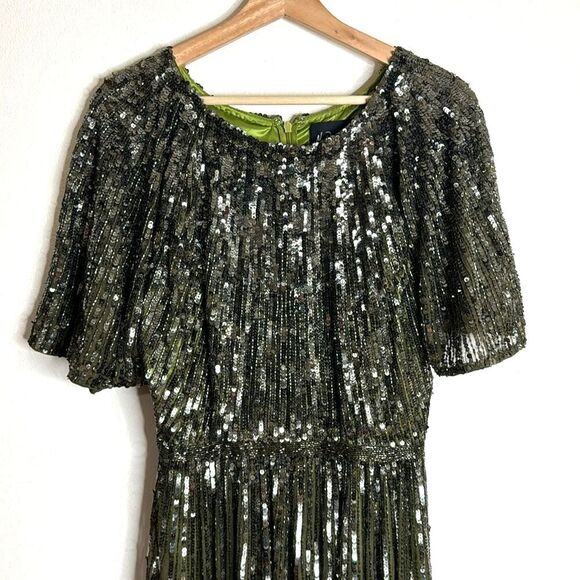 Mac Duggal Sequined High Round Neckline Stunning Dress embellished size 16 - Picture 4 of 14